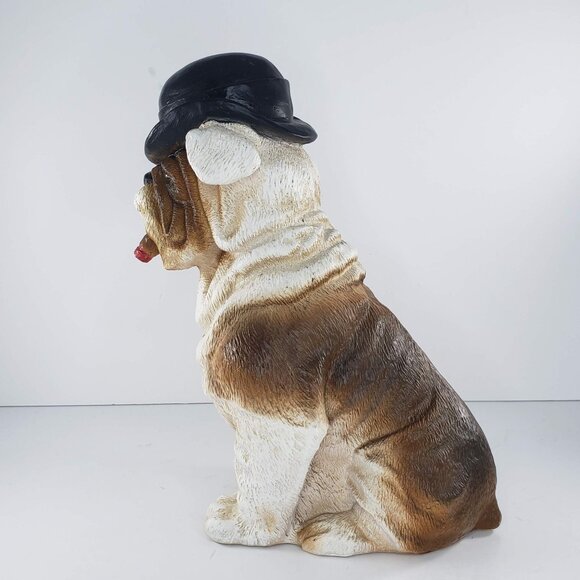 Universal Statuary Bulldog Statue With Cigar & Bowler Hat 1995 Resin - Picture 4 of 8